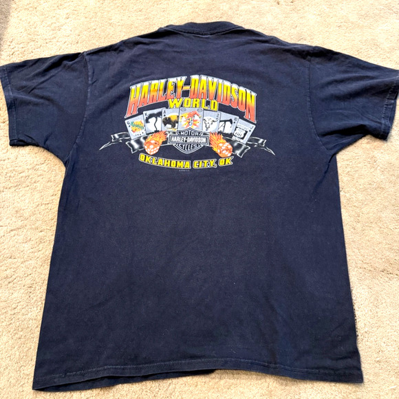 Vintage Harley Davidson Tee Mens Oklahoma City 2000's Back Front Hit Size L - Picture 2 of 8